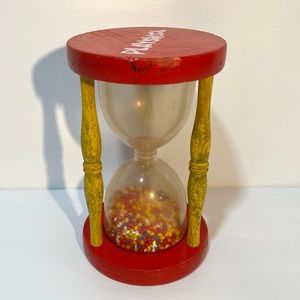 Vintage Playskool Red and Yellow Wooden Hourglass Timer